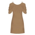 thumbnail image 3 of Wiyuqeen Dressy Casual Pleated Scoop Collar Camis Dresses Elegant Ruffle Short Sleeve Wedding Guest Dresses Summer Baggy Cold Shoulder Beach Dresses, 3 of 4
