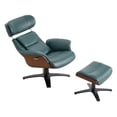 thumbnail image 6 of CHITA Swivel Recliner Chair with Ottoman Set & Adjustable Headrest, Leather Lounge Accent Arm Chairs for Living Room Bedroom, Teal Blue, 6 of 17