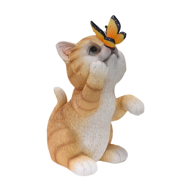 Esculturas de animales solares de gato/conejo/mariposa, dibujos animados ligeros para decoración al aire libre