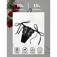 thumbnail image 4 of Aivtalk Women Side Tie Panties Bowknot Lace Wavy Thongs Panties Adjustable Wild G-String Underwear Low Rise See Through Panties S Black, 4 of 5