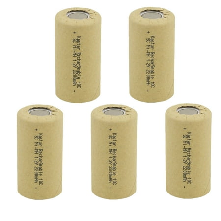 

Kastar 5-Pack Nickel Metal Hydride (Ni-MH) Rechargeable Paper Wrapped Sub C SC Cell 1.2V 2200mAh Battery Flat Top Replacement for Any of 1000mAh ~ 2500mAh Ni-CD & Ni-MH Sub C SC Cells