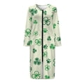 thumbnail image 3 of Yuyamidu St. Patrick's Day Womens Zipper Robe Long Lightweight Bathrobe Dog Paw Sleepwear Gown Green Leaf Long Sleeve Robes for Women Plus Size XL Ladies Lounge Dresses, 3 of 7