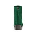 thumbnail image 2 of BLISSFUL STEP Women's Squared Toe Block Electroplated Heeled Ankle Boots Green 5, 2 of 8