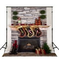 thumbnail image 2 of GreenDecor 5x7ft Fireplace Stockings Christmas Backdrop Studio Photography Background, 2 of 4