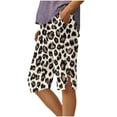 thumbnail image 2 of SOOMLON Leopard Shorts Women Plus Size Elastic Waist Knee Length Shorts Button Shorts with Pockets Travel Casual Clothes, 2 of 5