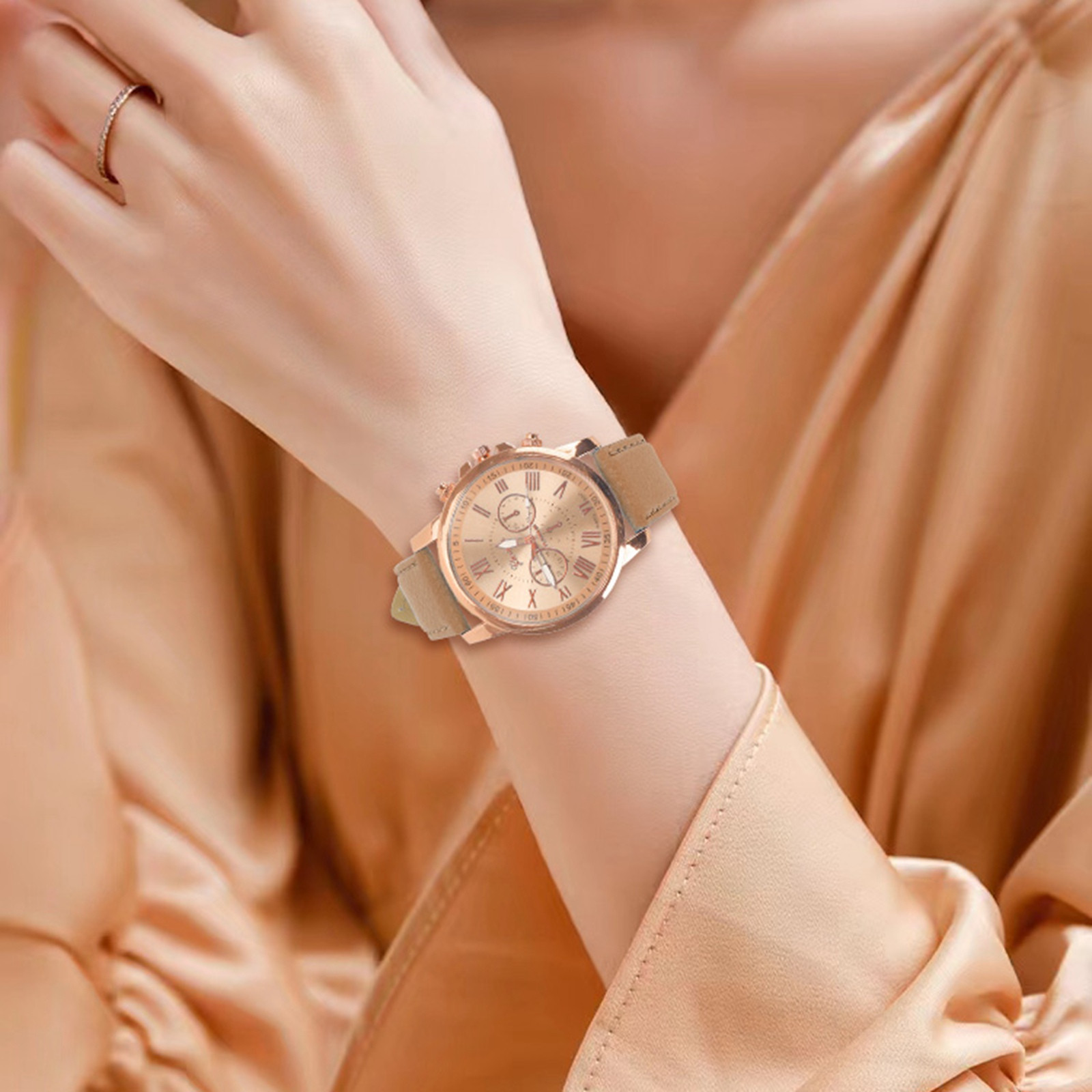 Mzoazpie Women's Roman Numerals Pin Time Watches for Men Leather