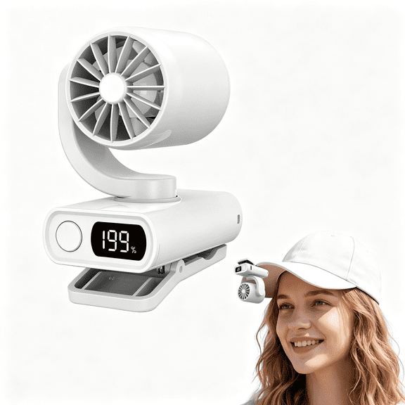 GJX 3 in 1 Clip on Portable Fan,Quiet Lash Extension Fan,Baby Stroller Fan,Rechargeable Handheld Pocket Fan with Led Display,5 Speed 8000Rpm Turbo Cooling Fan for Travel,Concert,Office,Makeup