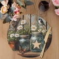 thumbnail image 3 of Country Floral Round 15 Inch Placemats Set of 2, Western Texas Stars Butterfly Barn Door HeatResistant Non Slip Place Mats for Dining Table, Wipeable Braided Kitchen Table Mats for Housewarming, 3 of 9