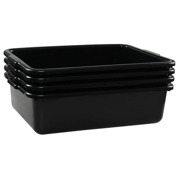 4-Pack Bus Tubs, 22 L Plastic Utility Bus Box, Black