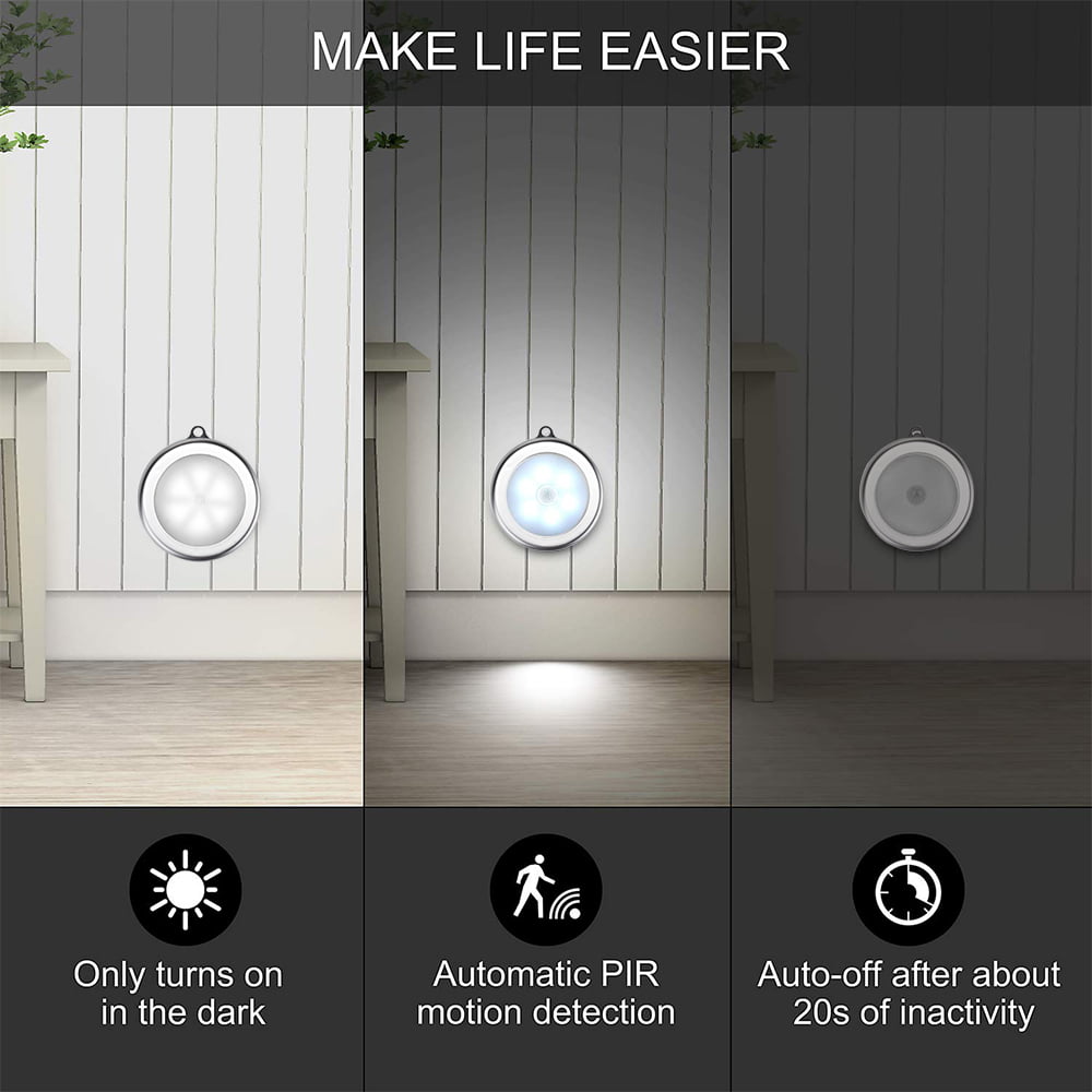 Willstar LED Motion Sensor Night Light Battery Powered Stick-anywhere Wall  Mounted Lamp for Closet Stairs Entrance Hallway