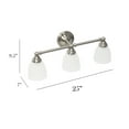 thumbnail image 3 of Simple Designs 25" Classic 3 Light Metal Bar and Frosted Cone Shape Glass Shades Decorative Wall Mounted Vanity Fixture For Bathroom, Entryway, Hallway, Brushed Nickel, 3 of 7