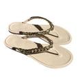 thumbnail image 2 of Women's Slide Sandals - Rhinestone Dressy Bohemian Slip On Flat Sandals Cute Low Wedge Flip Flop Thong Summer Open Toe Sandal Shoes, 2 of 8