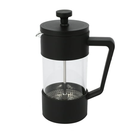 

French Press Coffee & Tea Maker 12Oz Thickened Borosilicate Glass Coffee Press Rust-Free and Dishwasher Safe Black