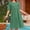 Green, variant on Jesvior Boho Cotton Linen Dresses for Women Pleated Solid Crew Neck Short Sleeve Button-Front Beach Dress with Pockets Flowy Trendy Midi Dress