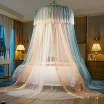 Princess Bed Canopy for Girls,Bed Canopy Curtain- Double Layer Sheer Mesh Dome Bed Curtain- Round Lace Princess Mosquito Net Tent for Twin Full Queen King Bed(Pink/Grey/White)