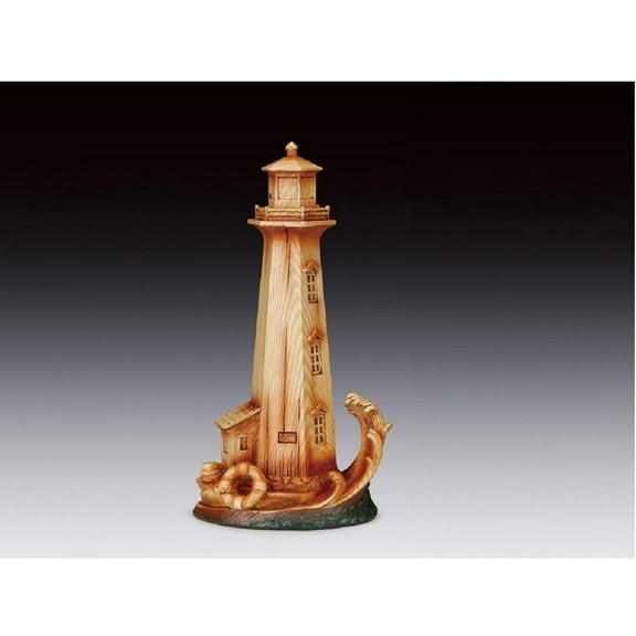 Lighthouse with Waves Wood Like Figurine