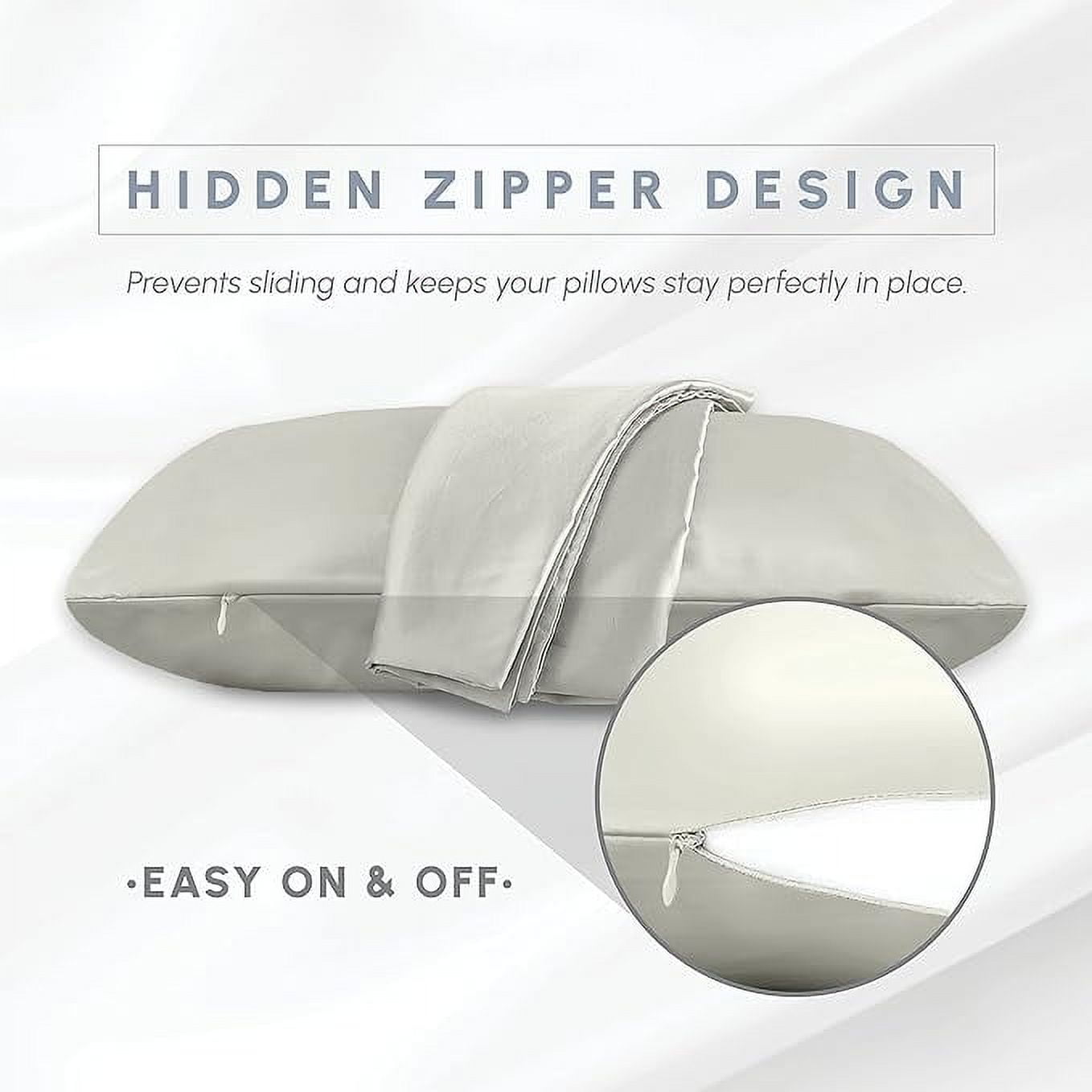 Cooling Viscose Satin Pillowcase 4-Pack Set with Hidden Zipper Closure,Standard/Queen, Light Jade