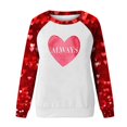 thumbnail image 4 of VALMASS Chandails en Molleton à Col Rond pour Femmes de la Saint-Valentin Manches Raglan Hauts Décontractés Mode Imprimé Cœur Blouses (TG, E Rouge), 4 of 4