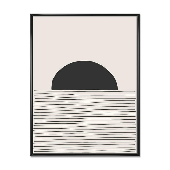 Designart Minimal Geometric Lines And Circle V FLOAT FRAME WALL ART