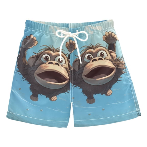 Cartoon Monkey Swimming Boys' Swim Trunks Board Shorts Beach Pants Bathing Bottoms 2T
