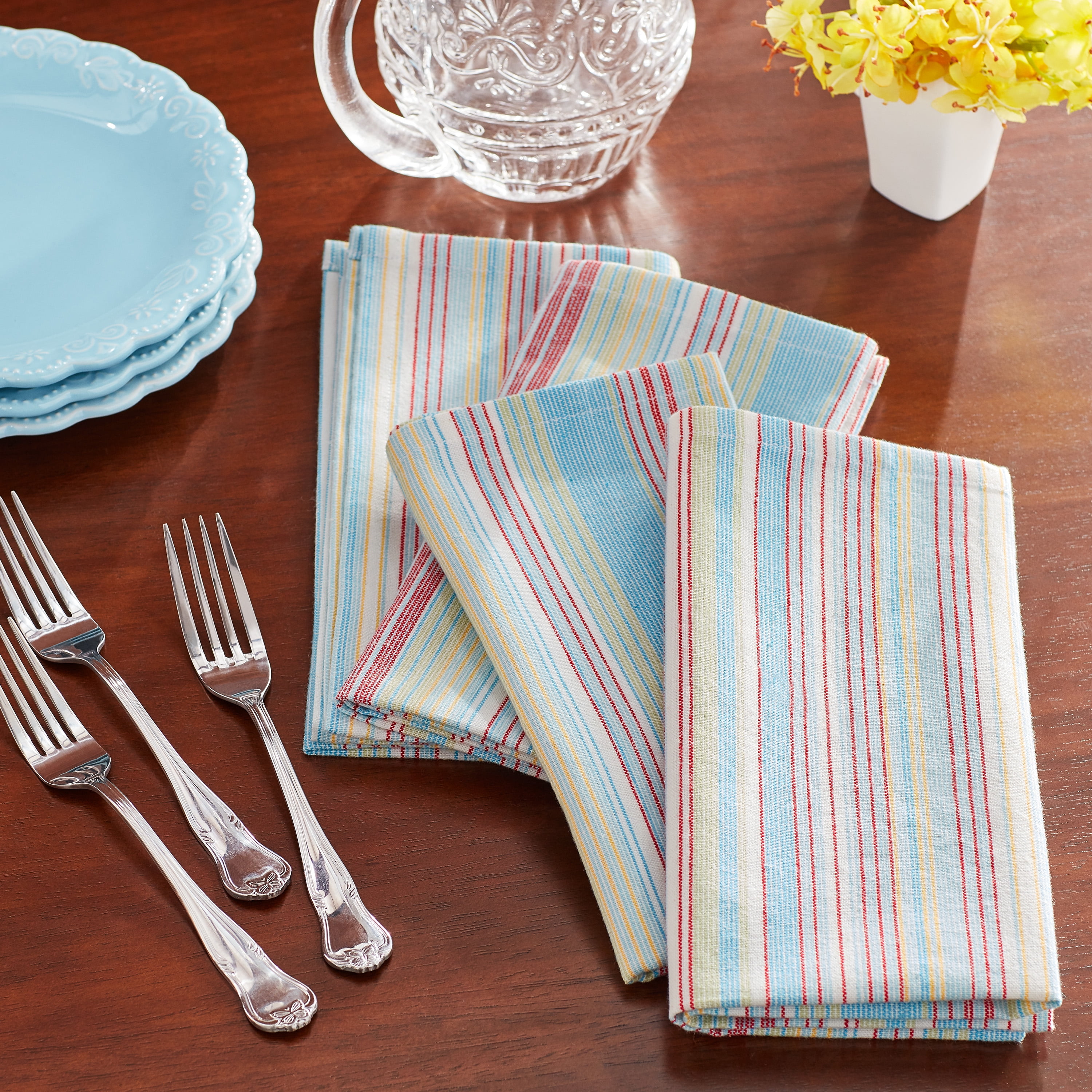 The Pioneer Woman Chunky Stripe Fabric Napkins, Multicolor, 20" x 20", Set of 4