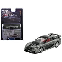 Mazda RX-7 "VeilSide Fortune7" Gray Metallic and Black with Red Interior 1/64 Diecast Model Car by Mini GT