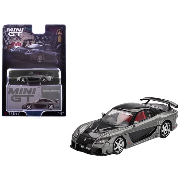 Mazda RX-7 "VeilSide Fortune7" Gray Metallic and Black with Red Interior 1/64 Diecast Model Car by Mini GT