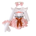 thumbnail image 3 of MAIHAN My First Easter Baby Girl Outfit Short Sleeve Romper Tutu Skirt Shorts Set Cute Bunny Clothes,Easter Outfit Baby Girl(White,12_18 Months), 3 of 8