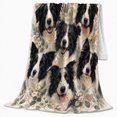 thumbnail image 2 of Nine Border Collie Portraits Cream-White, Playful Pet Portrait Pattern, Warm Flannel Blanket for Living Room and Bedroom, Dog Moms Mother's Day Gift, Pet Lover Home Decor, 2 of 9