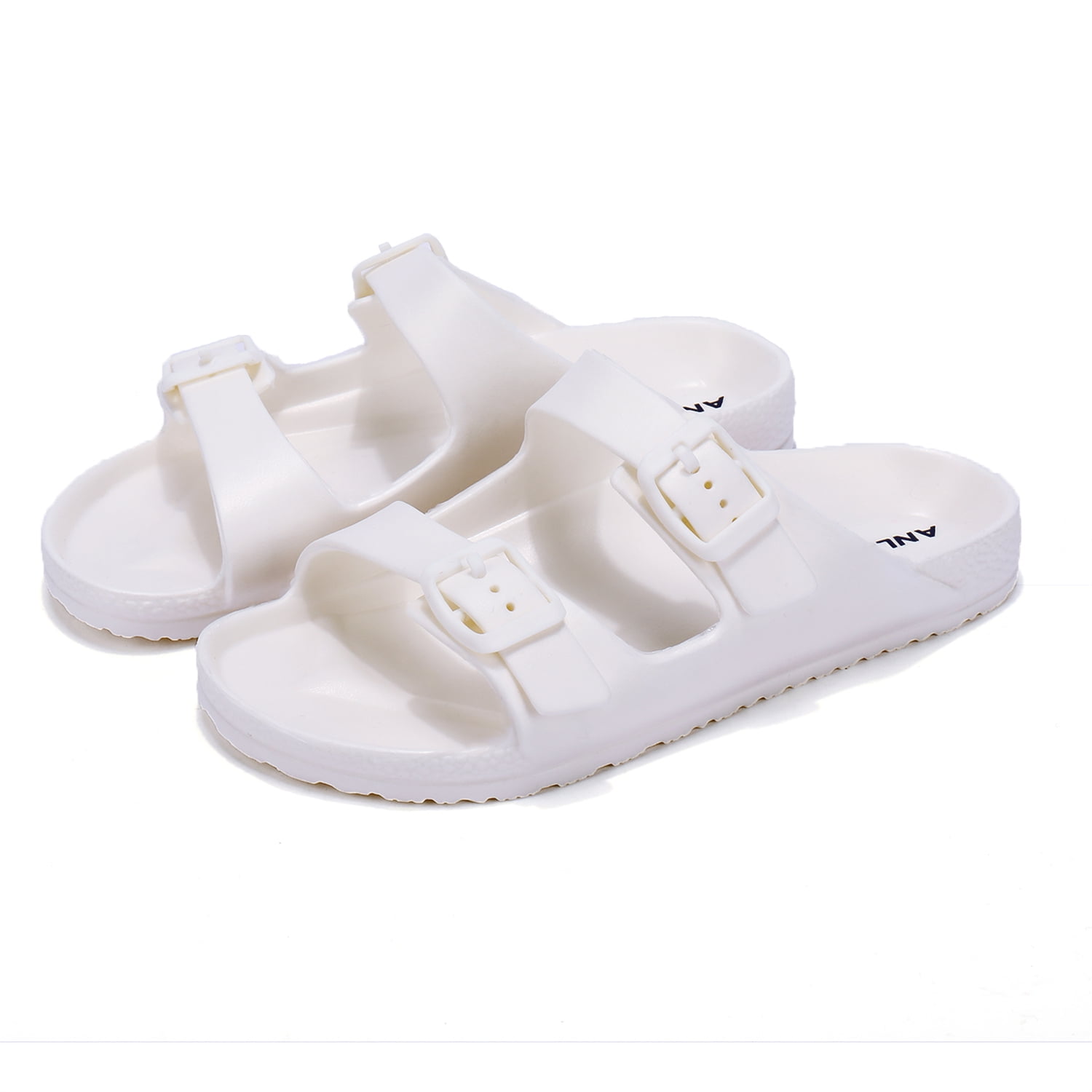 ANLUKE Kids Comfort Slides Soft Sandals with Adjustable Double Buckles Slip On Slide Sandal for Boys Girls 