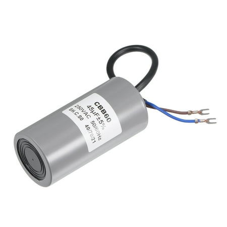 

Uxcell 104x50mm 45uF 250V AC 50/60Hz 2 Wires with Terminal CBB60 Run Capacitor