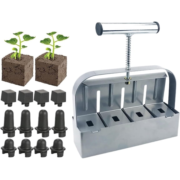 Manual Soil Block Maker, 2-Inch Garden Planting Tool for Seedling and Transplant