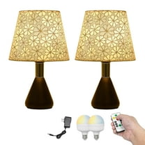 Kiven Cordless Table Lamp, Dimmable Desk Lamp with φ6.3 Silver Fabric Lampshade, Farmhouse Rechargeable Nightstand Lamp with Black Base for Reading Home Decor Office Bedside, Set of 2