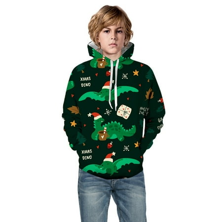 

Quealent Boys Childrenscostume Male Big Kid Zip Hoodies Boys Little Boys Girls Kids Hooded Unisex Sweatshirt 3D Christmas Dinosaur Printed 18 Month (AG 4-5 Years)