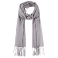 thumbnail image 1 of Bufanda de invierno cálida de imitación de cachemira INSPIRE CHIC, chal largo de color sólido con flecos para mujeres y hombres 78.7"x27.6" gris, 1 of 6