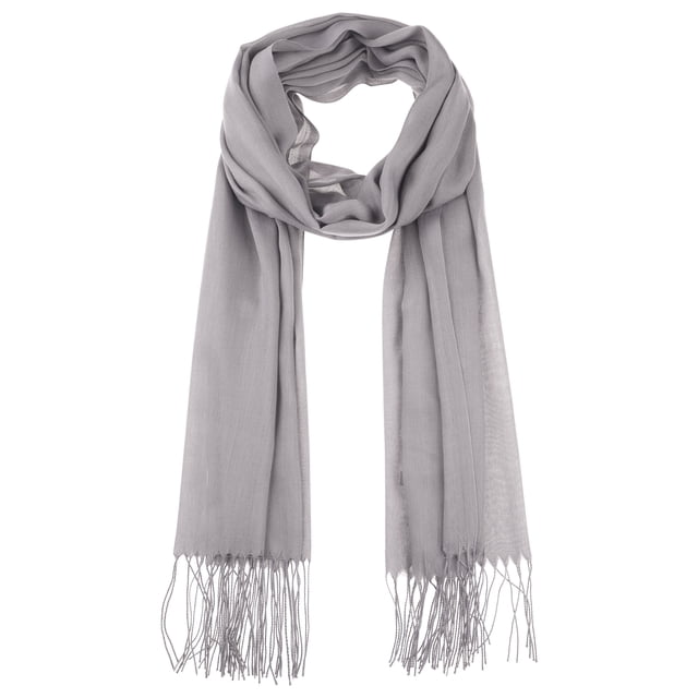 Bufanda de invierno cálida de imitación de cachemira INSPIRE CHIC, chal largo de color sólido con flecos para mujeres y hombres 78.7"x27.6" gris