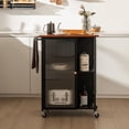 thumbnail image 4 of Gymax Kitchen Island on Wheels Utility Trolley Rolling Coffee Bar Cart Door & Shelves, 4 of 10