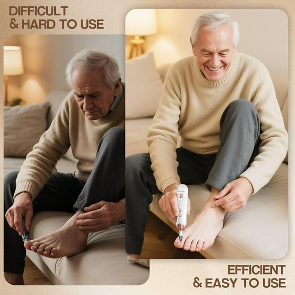 QIHE-Electric Nail File Set for Seniors, 8 in 1 Toenail Grinder Kit for Thick Nails, Professional Manicure and Pedicure Kit, Cordless Pedicure Tools for feet, 5 Speeds Nail Drill Machine