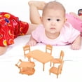 thumbnail image 4 of 1 Set of Plastic Miniature Dining Chair Table Set Model Doll House Furniture Decor Dollhouse Furniture, 4 of 6