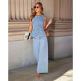 thumbnail image 2 of Women 2 Piece Denim Set Button Sleeveless Jean Vest Denim Top Y2k Shirt Wide Leg Jeans Palazzo Pants Outfits Blue XXL, 2 of 10