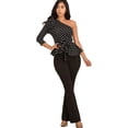 thumbnail image 3 of 2Chique Boutique Women's One Shoulder Polka Dot 3/4 Sleeve Belted Peplum Fashion Top, 3 of 4