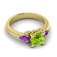 thumbnail image 3 of Diamond-Capitals 2.50 Carat Latest Design Round Cut Peridot & Amethyst Gemstone Engagement Ring for Girls 14K Yellow Gold Size 6, 3 of 8