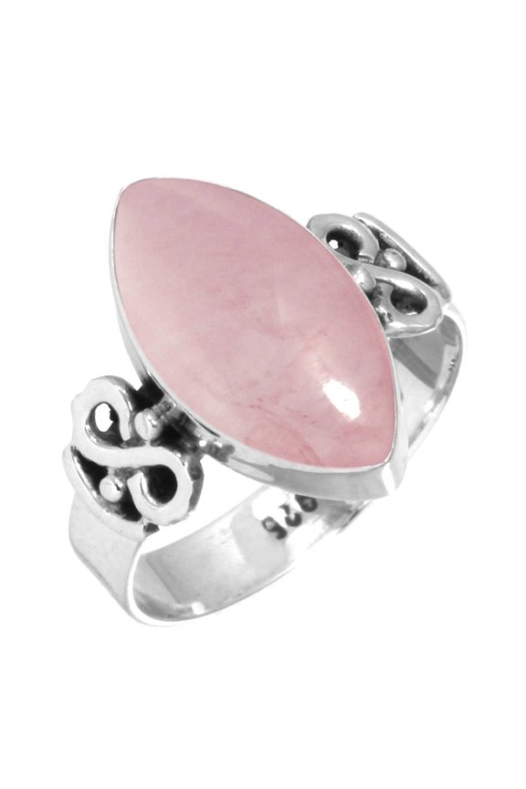 Rose Quartz Ring 925 Sterling Silver Handmade Jewelry