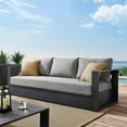 thumbnail image 2 of Lounge Sofa, Grey Gray, Aluminum, Metal, Fabric, Modern Contemporary, Outdoor Patio Balcony Cafe Bistro Garden Furniture Hotel Hospitality, 2 of 8