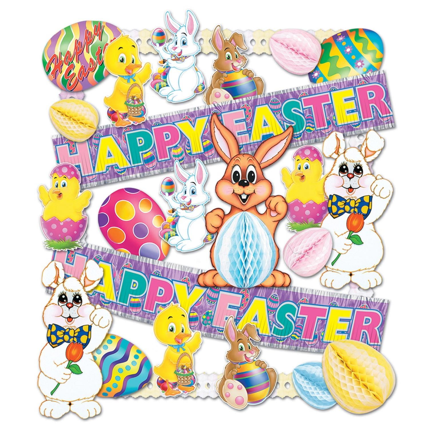 Easter Decorating Kit with Cutouts, Tissue Decorations and Banners 26 Count by Party Central