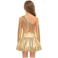 thumbnail image 6 of iiniim Girl's 2 Piece Dance Outfits Jazz Hip Hop Performance Dance Top and Metallic Bubble Skirts Set Gold 12, 6 of 7