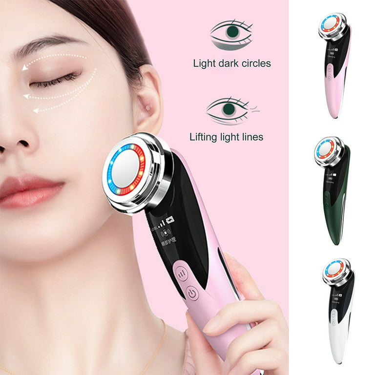 Visland Women Face Massager, ABS LED 4 Modes Blue Red Lights Cleaning Skin  Lifting Tightening Fade Wrinkles Handheld Facial Beauty Device Therapy
