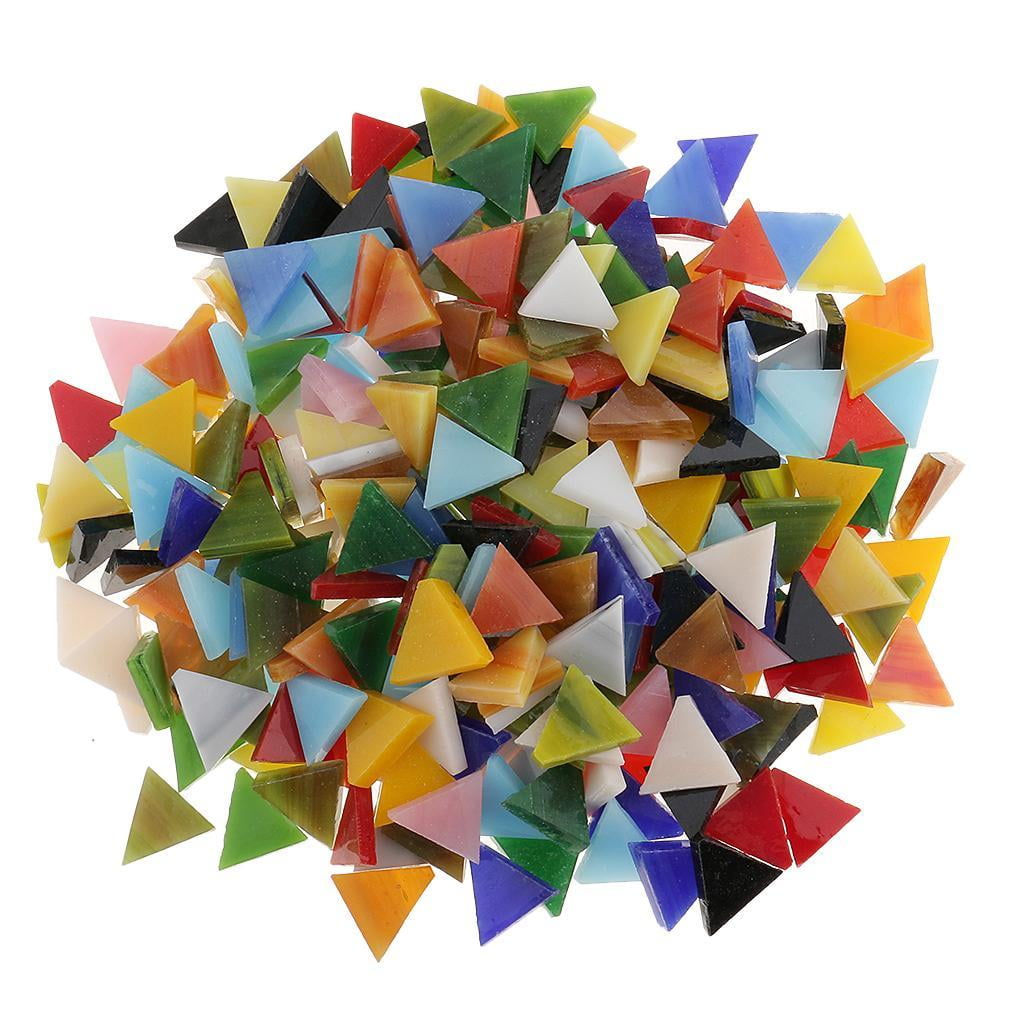 FVDPWYE 600 Piece Assorted Color Rhombus Triangle Shape Glass Mosaic Tiles Tessera DIY Crafts 12mm