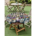 thumbnail image 4 of Outdoor Tablecloths with Umbrella Hole & Zipper, Hello Spring Round Tablecloth 54 Inch, Pastoral Purple Bottle Floral Black White Plaid Waterproof Table Cloth, Patio/Pool/Picnic Table Covers, 4 of 8