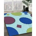 thumbnail image 3 of Ahgly Company Machine Washable Indoor Rectangle Transitional Blue Lagoon Blue Area Rugs, 7' x 10', 3 of 7